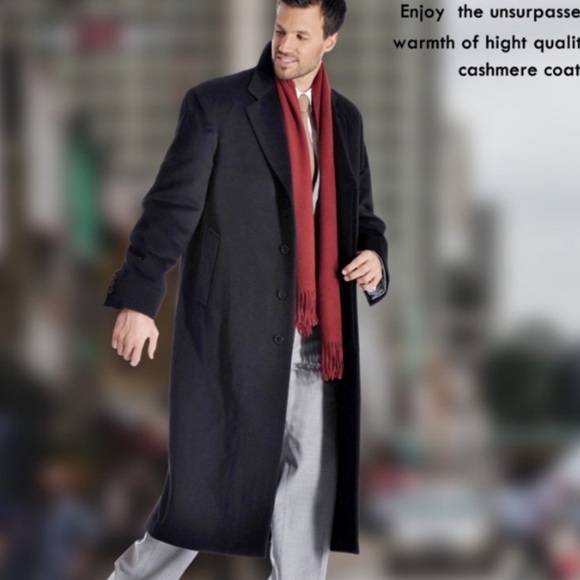 Di Silver Vtg Men's Cashmere Blend Charcoal Black Long Overcoat Sz 44 Reg EUC - Picture 2 of 14